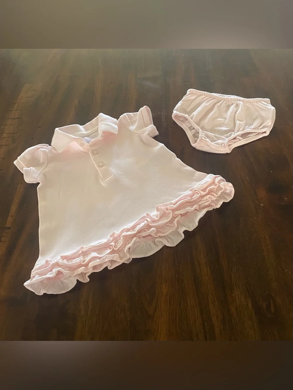Ralph Lauren Light Pink Ruffle Polo Dress with Bloomers Set